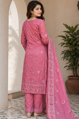 Italian Crepe Bandhej Suit with Kadhai Work-Unstitched