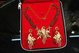 Wedding wear Turkish-Inspired Ruby Stone American Diamond Peacock Necklace & Earring Set