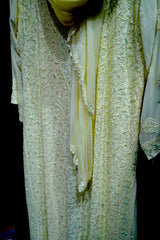 Chikankari Light Yellow Cutdana Suit Set with Pants, Dupatta & Slip in Premium Georgette