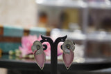 Pink Stone Drop Silver-Polished Earrings