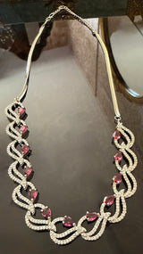 Emerald American Diamond Necklace Set