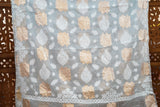 Chikankari Blue Organza Banarasi Zari Work Saree
