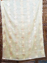 Chikankari Yellow Organza Banarasi Zari Work Saree