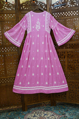 Muslin Designer Chikankari 3D Fine Thread Work Dress