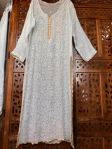 Handcrafted Lucknowi Chikankari Mukaish Work Georgette Straight Suit with Sharara | Stitched | Without Dupatta