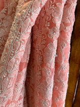 Chikankari Peach Viscose Georgette Keel Jaal Saree