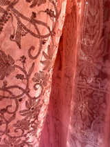 Chikankari Peach Viscose Georgette Keel Jaal Saree