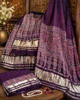 Premium Burgundy Lustrous Lagdi Patta Ajrakh Chaniya Choli – Navratri & Garba Chaniya Choli Set