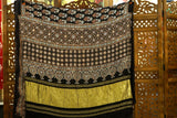Ajrakh Black  Mirror Work Saree with Natural Dye – Kutch, Gujarat