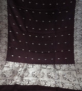 Royal Brown Banarasi Pure Mulberry Silk Silver Zari Saree