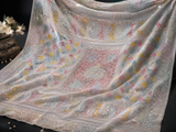 Premium Light Blue Heavy Chikankari Pure Georgette Saree with Sequin & Cutdana Work + Blouse |