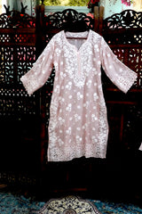 Blush Pink Lucknowi Ghas Patti Chikankari Cutwork Muslin Palazzo Set