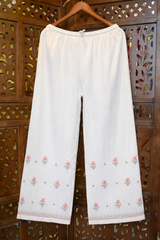 Premium White Chanderi Silk Chikankari Suit Set with Orange Do Taar Embroidery | Elegant Festive Wear