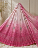 Pink Ombre Chikankari Anarkali with Cutdana Work – Premium Georgette Lucknow