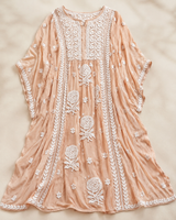 Premium Brown Ghas Patti Chikankari Crepe Kaftan | Handcrafted Lucknowi Style