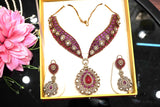 Wedding Wear Turkish Stone Style 4-Tone Polish Kundan Statement Necklace & Earring Set