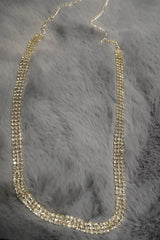 Silver-Tone Triple-Line Jarkan Crystal Waist / Belly Chain | Sparkling Kamarbandh