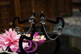 Oxidised Silver-Tone Floral Ear Chain Earrings with Ghungroo Detailing