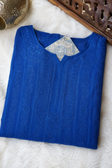 Chikankari Blue Georgette Anarkali Sharara Set