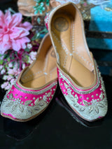 PInk Dabka Zardosi Punjabi Jutti – Pure Leather Handcrafted