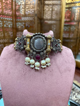 Two-Tone Vintage Pearl Choker Set