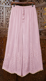 Chikankari Suit Set-Blue & Peach Gradient Viscose Georgette with Muqesh Work