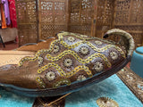 Brown Pure Leather Punjabi Jutti with Kussa Work