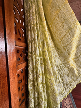 Chikankari Green Viscose Georgette Keel Jaal Saree