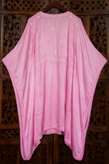 Chikankari Crepe Satin Pink Kaftan Gharara Set with Fine Embroidery Work