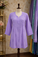 Chikankari Short Kurti with White Gharara – Elegant Ethnic Ensemble
