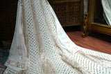 Handcrafted Lucknowi Chikankari Mirror Work & Gota Patti White Georgette Semi-Stitched Anarkali Suit Set for Women