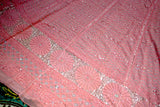 Handcrafted Lucknowi Chikankari Heavy Cutdana & Gota Work Blush Pink Georgette Semi-Stitched Lehenga Choli with Dupatta