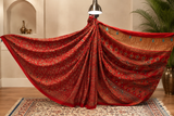 Ajrakh Red Mirror Work Saree – Natural Dye Handcrafted Saree from Kutch, Gujarat