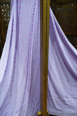 Handcrafted Lucknowi Chikankari Parsi & Mukaish Work Purple Georgette Semi-Stitched Anarkali Suit Set for Women