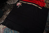 Premium red and black Banarasi pure mulberry silk saree with pure silver zari border pallu and blouse