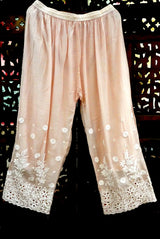 Blush Pink Lucknowi Ghas Patti Chikankari Cutwork Muslin Palazzo Set