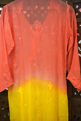 Chikankari Orange & Yellow Ombre Resham Jaal Georgette Kurti Sharara Set with Dupatta | Festive & Wedding Wear