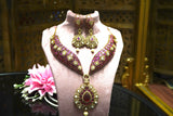 Wedding Wear Turkish Stone Style 4-Tone Polish Kundan Statement Necklace & Earring Set