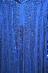 Lucknowi Navy Blue Chikankari Resham Jaal Georgette Anarkali with White Sharara