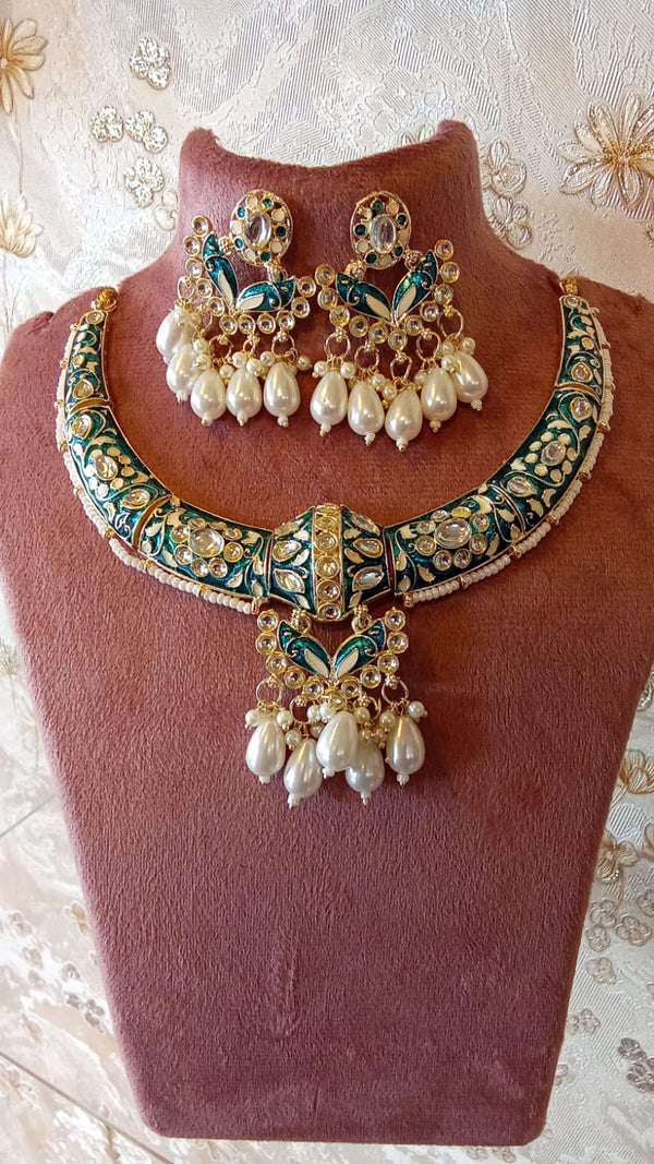 Rajwadi Kundan Meenakari Jewellery Set