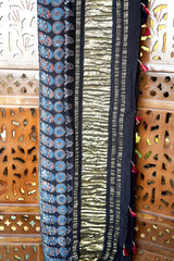 Ajrakh Natural Dye Modal Silk Ragri Pata Suit Piece – Unstitched