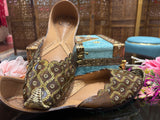 Brown Pure Leather Punjabi Jutti with Kussa Work