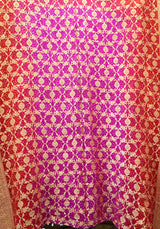 Pink & Red Bandhej Pure Georgette Saree – Jamnagar