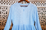 Chikankari Flared Frock style Anarkali Sharara Suit Set