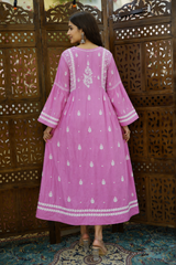 Muslin Designer Chikankari 3D Fine Thread Work Dress