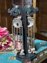 Kashmiri Style Two-Tone Long Dangler Earrings