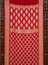 Red Bandhej Pure Gorgette Saree-Jamnagar