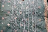 Chikankari Banarasi Print Chanderi Silk Suit with Dupatta – Unstitched