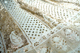 Handcrafted Lucknowi Chikankari Mirror Work & Gota Patti White Georgette Semi-Stitched Anarkali Suit Set for Women