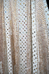 Handcrafted Lucknowi Chikankari Mirror Work & Gota Patti White Georgette Semi-Stitched Anarkali Suit Set for Women